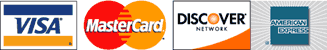 We accept Mastercard, Visa, Discover, and American Express