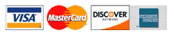 We accept Visa, Mastercard, Discover, and American Express